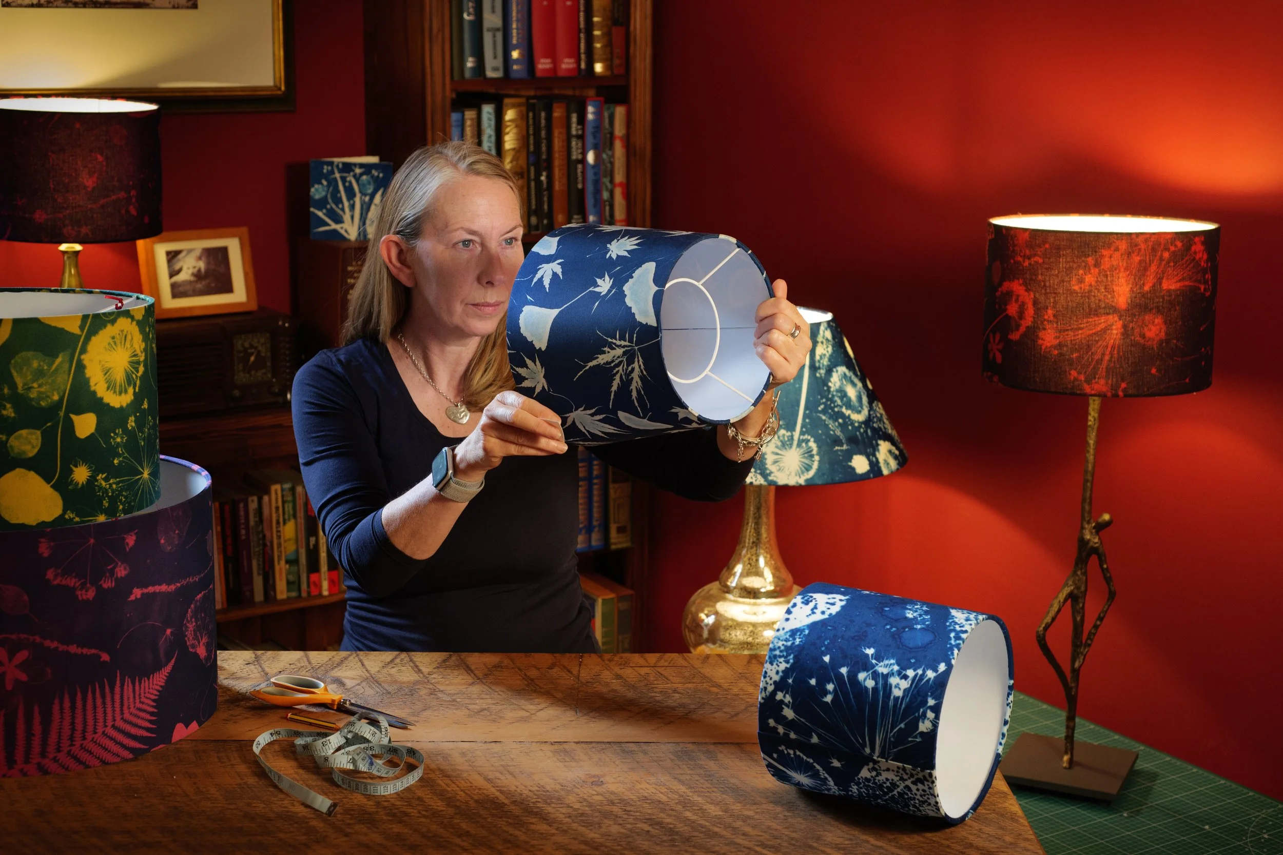 Julie McMahon Beautiful Bespoke Cyanotype Lampshades and Art